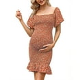 thumbnail image 1 of Womens Maternity Dress Short Sleeve Dress Square Neck/off Shoulder Summer Midi Dress, 1 of 4