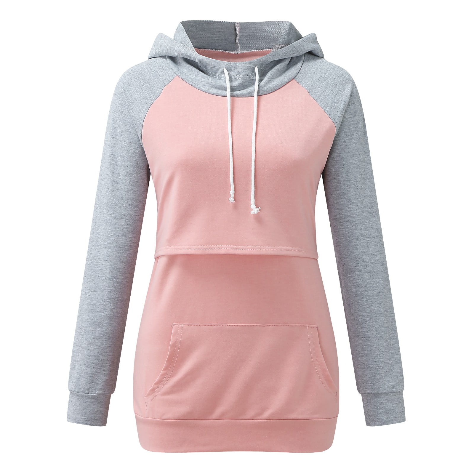 Womens Maternity Long Sleeve Nursing Tops Breastfeeding Hoodie Sweatshirt With Pockets Pregnancy Knit Pants Breastfeeding Top for Women Maternity Pants Third Trimester Work Maternity Tops plus Size Wa...