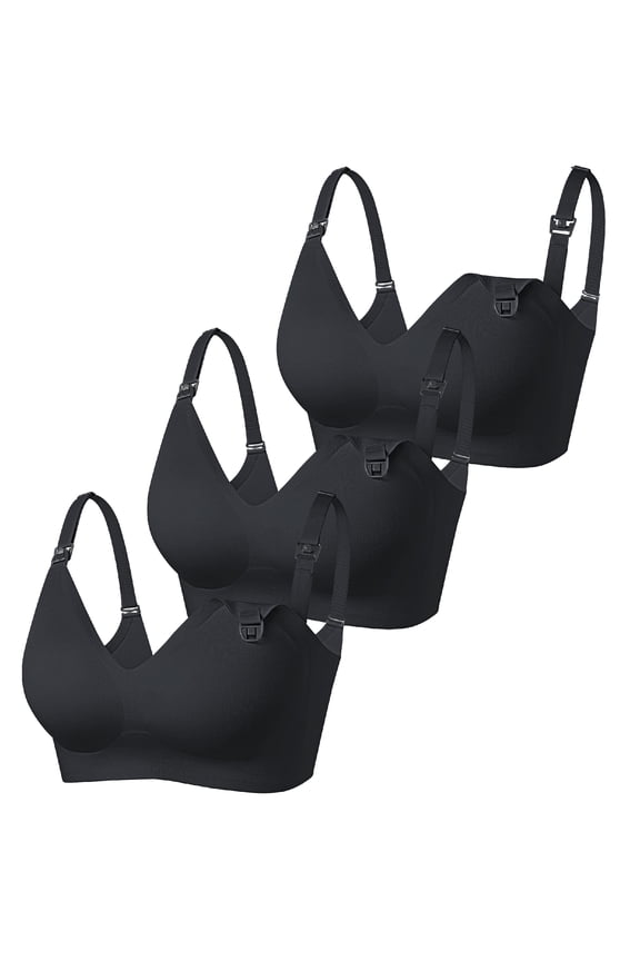 Womens Maternity Nursing Bra for Breastfeeding Comfort Seamless Wireless Sleep Bra Pack of 3