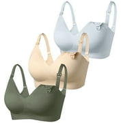 ALMUSEN Womens Maternity Nursing Bra for Breastfeeding Comfort Seamless Wireless Sleep Bra Pack of 3