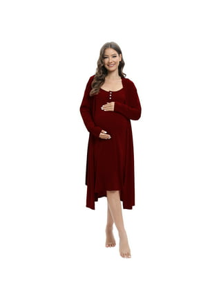 Womens Cotton Maternity Pregnancy Soft Nursing Pajama Sets Sleepwear Long  Sleeves for delivery Breastfeeding in Hospital 