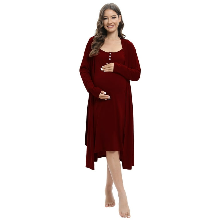 Plus size nursing nightgown and robe set for hospital new arrivals