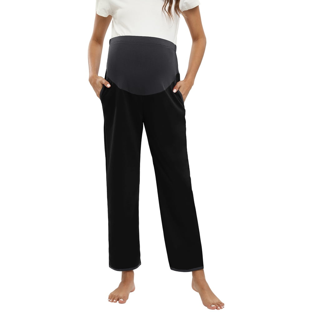 TNNZEET Women's Black Lounge Yoga Pants with Pockets - Comfy Wide Leg  Maternity Pajama Pants at  Women's Clothing store