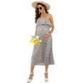 thumbnail image 1 of Womens Maternity Spaghetti Strap Maxi Dress Ruffle Backless Floral Boho Pleated Beach Dress, 1 of 5