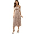 thumbnail image 1 of Womens Maternity Spaghetti Strap Maxi Dress Ruffle Backless Floral Boho Pleated Beach Dress, 1 of 5