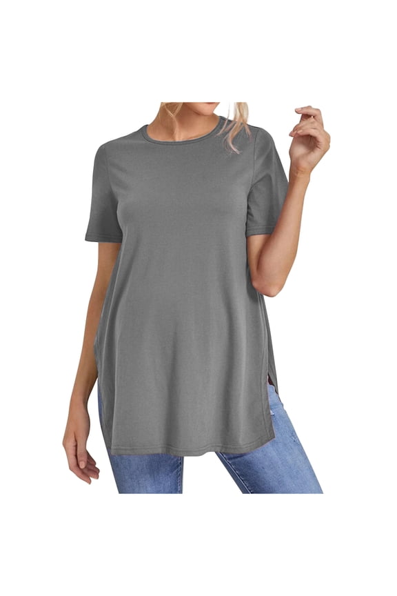 Womens Maternity Tshirt Classic Side Ruched Tee Top Mama Pregnancy Clothes Gray M