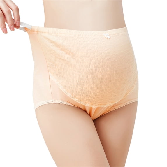 Womens Maternity Underpants Cotton Hgih Waist Plus Size Lace Trim Pregnancy Panties Postpartum Underpant Beige M