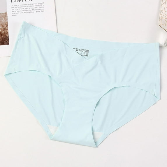 Womens Maternity Underpants No Show Low Rise V-Shape Pregnancy Panties Postpartum Underpant Light Blue M