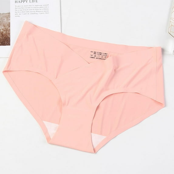 Womens Maternity Underpants No Show Low Rise V-Shape Pregnancy Panties Postpartum Underpant Watermelon Red M