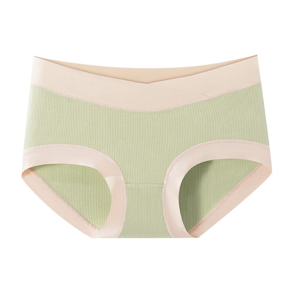 Womens Maternity Underpants No Show Modal Low Rise V-Shape Pregnancy Panties Postpartum Underpant Green 3XL