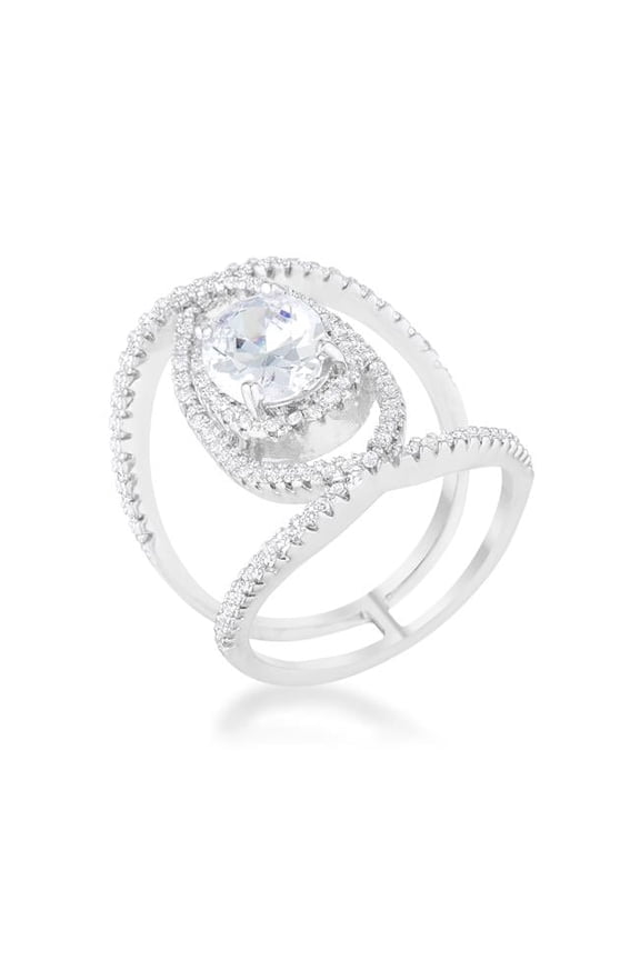 Womens Maura 2.4 CT Cubic Zirconia Rhodium Contemporary Cocktail Ring - Size 6