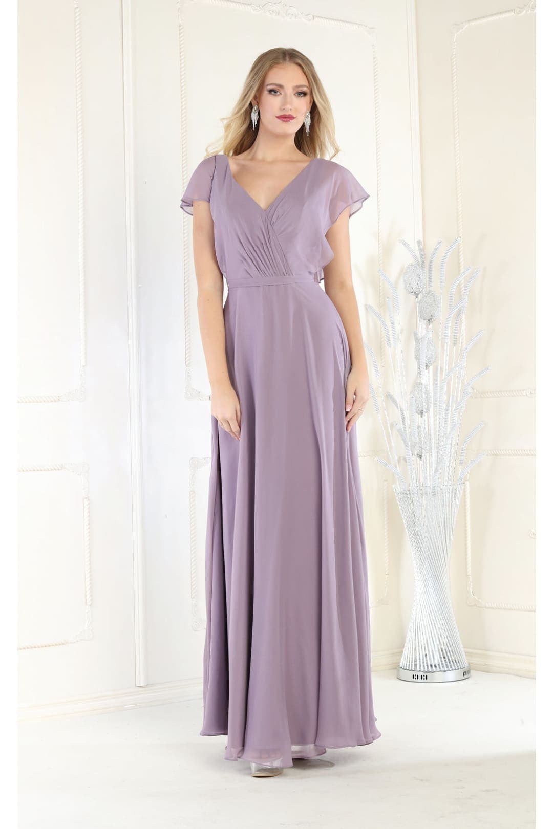chinese dress ladies Dusty Purple Chiffon Long Sleeve Fashion Elegant Prom Dresses,PD00346 –  AlineBridal