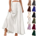 thumbnail image 1 of Womens Maxi A-Line Long Skirt Casual High Waist Flowy Skirts with Pockets Full Ankle Length Swing Elegant Dressy Casual Work Solid Long Skirts, 1 of 5