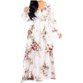 thumbnail image 1 of Womens Maxi Dress Boho Chiffon Floral Printed V-Neck Long Dresses Casual Floral Print Long Maxi Dress Plus Size Plain Party Outfits, 1 of 3