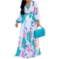 thumbnail image 1 of Womens Maxi Dress Boho Chiffon Floral Printed V-Neck Long Dresses Casual Floral Print Long Maxi Dress Plus Size Plain Party Outfits, 1 of 3