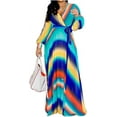 thumbnail image 1 of Womens Maxi Dress Boho Chiffon Floral Printed V-Neck Long Dresses Casual Floral Print Long Maxi Dress Plus Size Plain Party Outfits, 1 of 3
