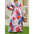 thumbnail image 1 of Womens Maxi Dress Boho Chiffon Floral Printed V-Neck Long Dresses Casual Floral Print Long Maxi Dress Plus Size Plain Party Outfits, 1 of 2