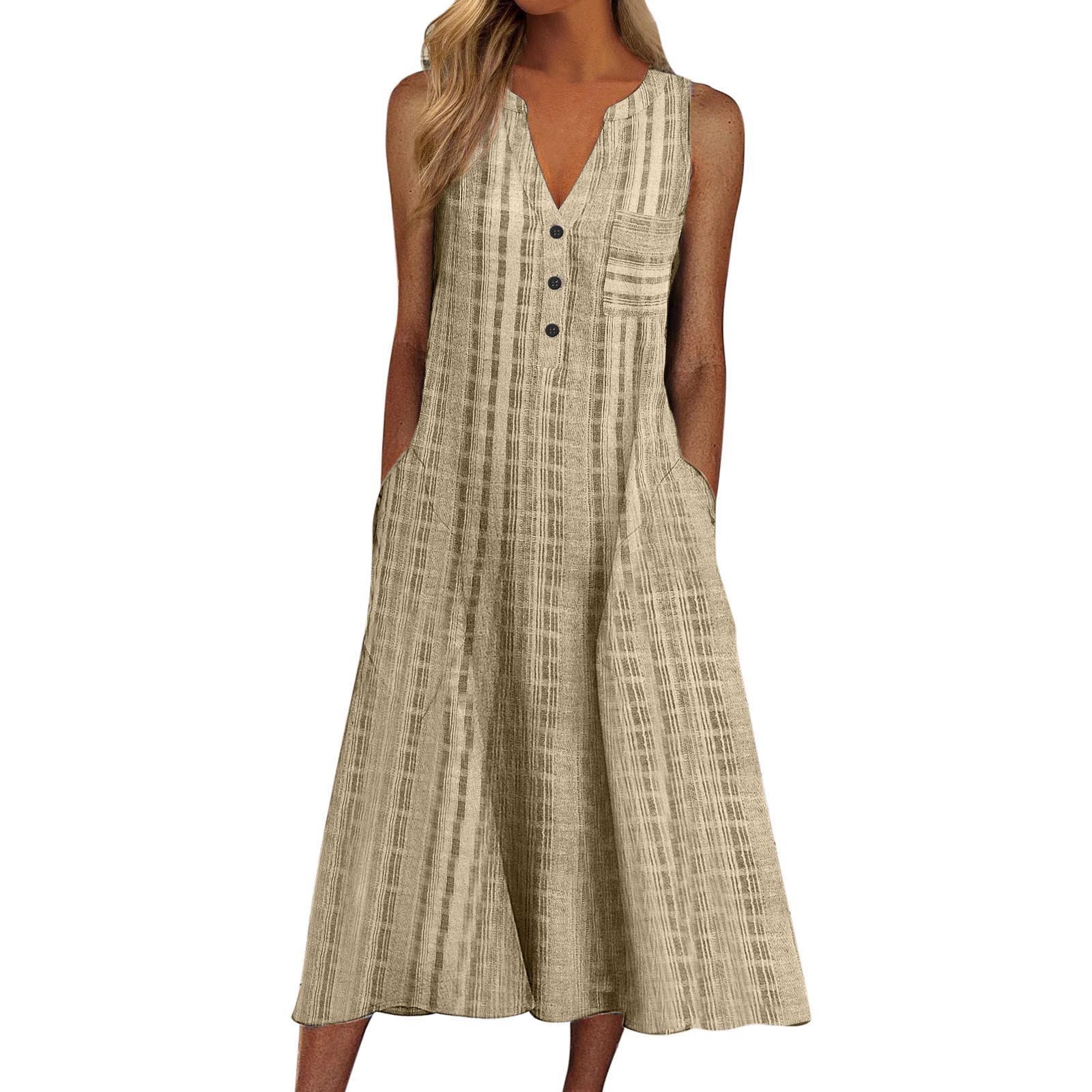 Yeshire Women's Loose Fit Spaghetti Strap Maxi Dress - Low V-Neck, With Pockets, Maroon, Size Large - View #7