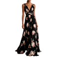 thumbnail image 1 of Womens Maxi Dresses Flowy Ruched Floral Print Boho Dress Wrap V Neck Sleeveless Sundress Elegant Formal Party Wedding Guest Dresses Beach Vacation Outfit, 1 of 8
