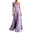 thumbnail image 1 of Womens Maxi Dresses Flowy Ruched Floral Print Boho Dress Wrap V Neck Sleeveless Sundress Elegant Formal Party Wedding Guest Dresses Beach Vacation Outfit, 1 of 7