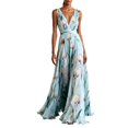 thumbnail image 1 of Womens Maxi Dresses Flowy Ruched Floral Print Boho Dress Wrap V Neck Sleeveless Sundress Elegant Formal Party Wedding Guest Dresses Beach Vacation Outfit, 1 of 8