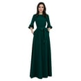 thumbnail image 1 of Womens Maxi Dresses Lantern Sleeve Solid Long With Belt Dress Green M, 1 of 4