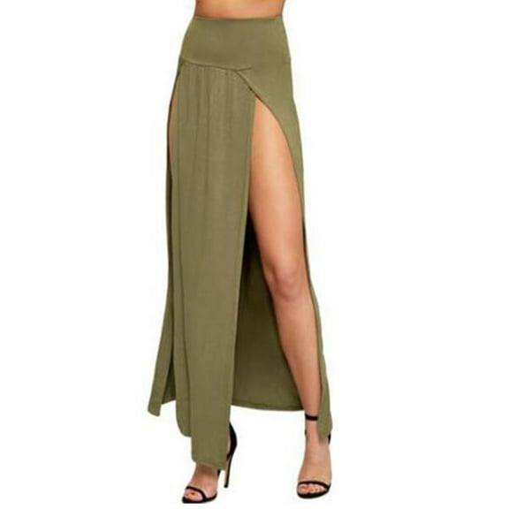 Womens Maxi Skirt Double Split Long Style Stylish Elegant Two Side Slit Designed for Comfort and Versatility for Casual or Formal Occasions