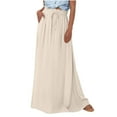 thumbnail image 1 of Womens Maxi Skirt Drawstring Ruffle High Waisted Summer Long Skirts Lightweight Flowy Skirts with Pockets, 1 of 8