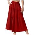 thumbnail image 1 of Womens Maxi Skirt Elastic High Waisted Tiered Long Skirts Summer Boho Flowy Casual Swing A-line Skirts with Pockets, 1 of 6