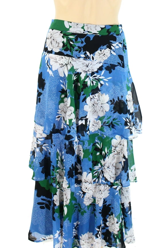 Womens Maxi Skirt Plus Ruffle Floral Sprinkle Paint 16W