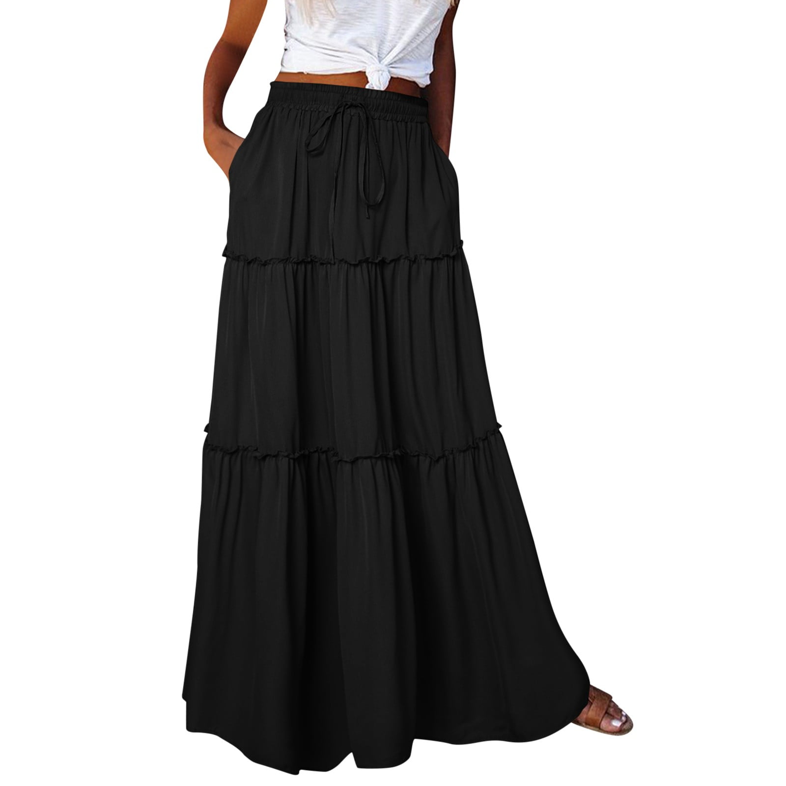 ハーリップトゥ　Round Tiered Long Skirt M Round Tiered Long Skirt