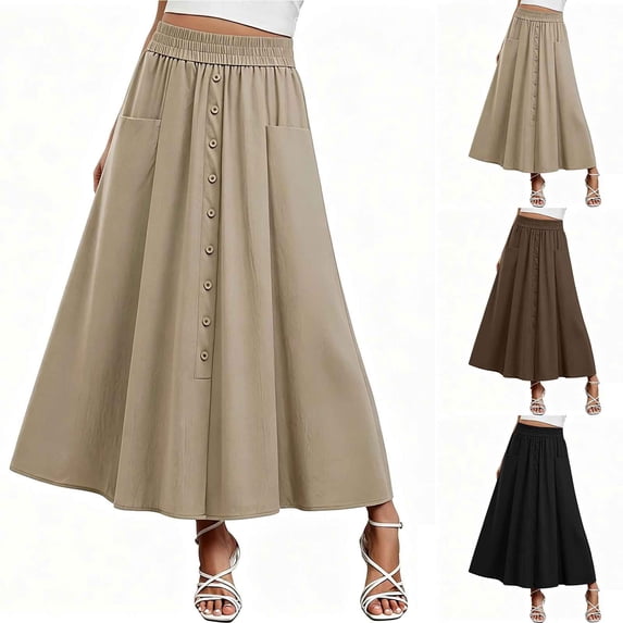 Womens Maxi Skirt Tiny Floral Tennis Skirt Maxi Skirts for Women Women's Summer High-Waist A-Line Skirt Brown Xl