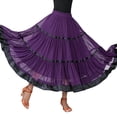 thumbnail image 1 of Womens Maxi Skirts Color Block Layered Flared Spanish Traditional Festival Dance Skirt Purple L, 1 of 6