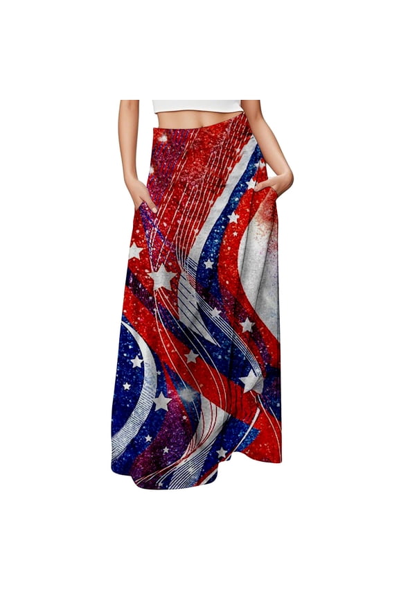 Womens Maxi Skirts Ladies' Flag Graphic Printed Casual Half Long Fall Spring Summer Multicolour Skirt XXL