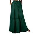 thumbnail image 1 of Womens Maxi Skirts Loose Casual High Waisted Flowy Boho Skirts Trendy Fall Summer Beach Travel Cute Tiered Long Skirts with Pockets Green M, 1 of 7