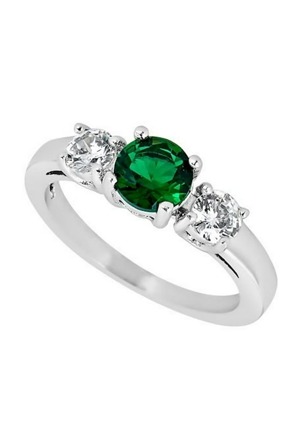 Womens May Birthstone Ring Green Cubic Zirconia Engagement Handfasting Band Fantasy Forge Jewelry
