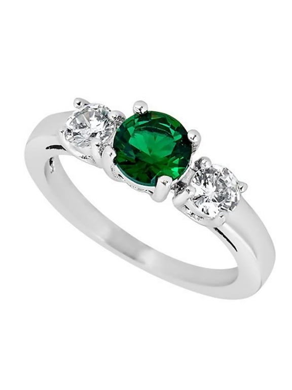 Womens May Birthstone Ring Green Cubic Zirconia Engagement Handfasting Band Fantasy Forge Jewelry