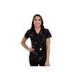 thumbnail image 1 of Womens Medical Nursing Foil Printed Scrub Uniform Top Zinnia-Paint Splatter - Black-XX-Large, 1 of 5