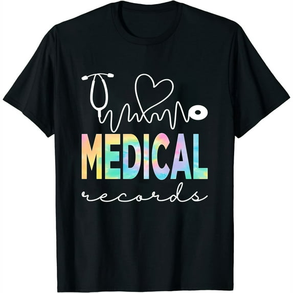 Womens Medical Records Tiedye World Health Day Short Sleeve T-Shirt Black X-Large