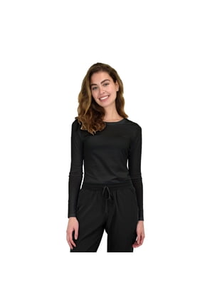 Womens Medical Underscrub T-Shirt GT Performance Long Sleeve Tee-Black-XX-Large