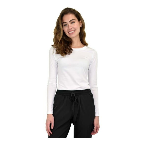 Womens Medical Underscrub T-Shirt GT Performance Long Sleeve Tee-White-Medium