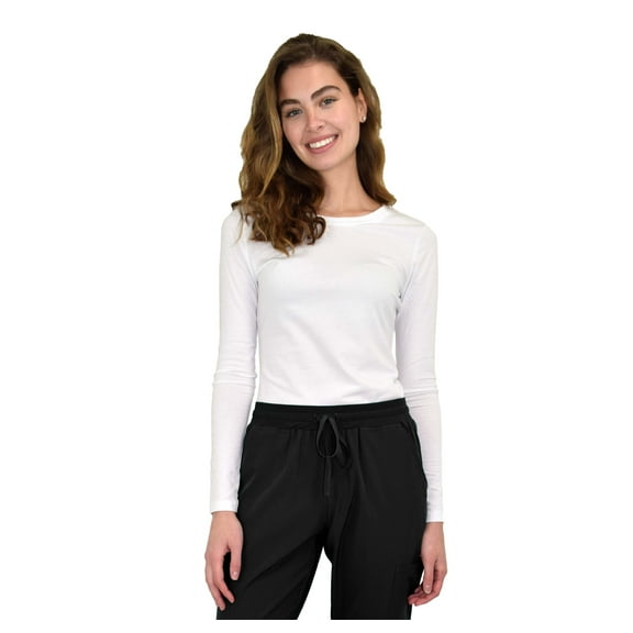 Womens Medical Underscrub T-Shirt GT Performance Long Sleeve Tee-White-Small