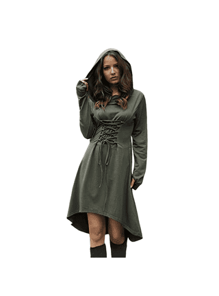 Hooded black dress. Goth hooded sleeveless dress. Steampunk hooded dress. Gothic  dress. Elven clothes. Futuristic dress. Festival dress
