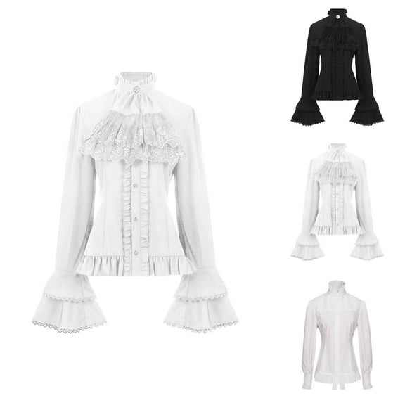 Womens Renaissance Blouse 2025 Long Flared Sleeve Victorian Gothic Vampire Shirt Tops for Women