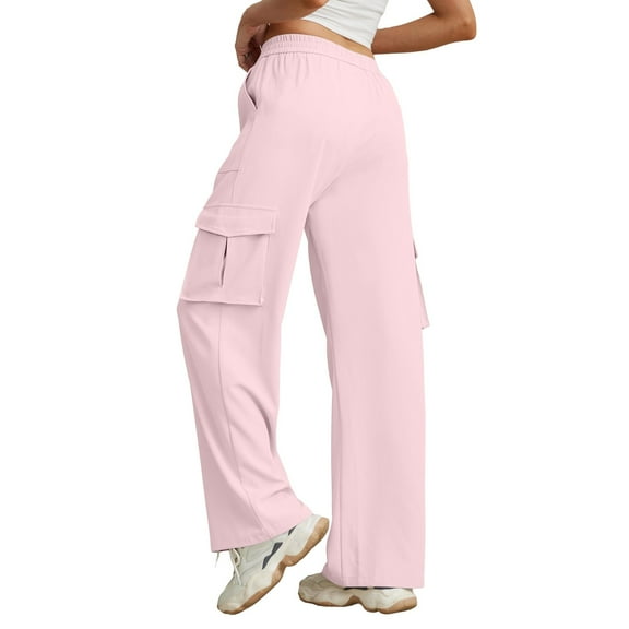Womens Medium Waist Baggy Elastic Waist Sweatpants Casual Fleece Long Pants with Pockets Gyujnb,Size:L
