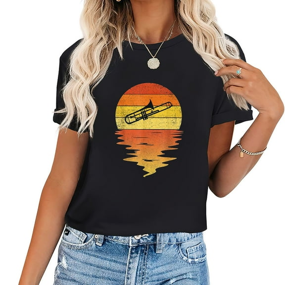 Womens Mellophone Shirt Retro Sunset 70S Vintage Mellophone T-Shirt Black
