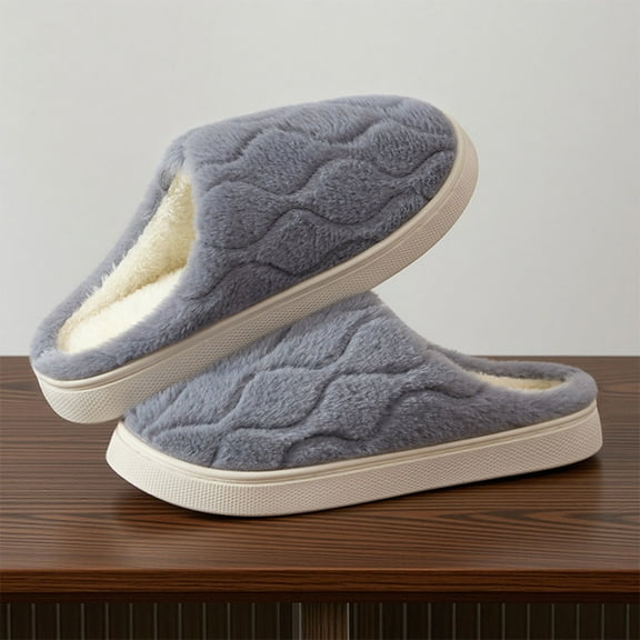 Womens Memory Foam Fuzzy Slippers Fleece-Lined Plus Size Non-Slip Lightweight Warm Plush Bedroom Shoes with Faux Fur Lining for Indoor & Outdoor Use