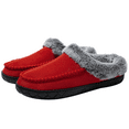 thumbnail image 1 of Womens Memory Foam House Slippers Fluffy Moccasins Faux Fur Lining Bedroom Shoes Indoor Outdoor Red, Size 8-9, 1 of 6