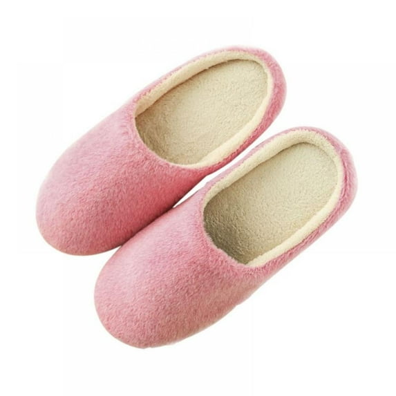 Womens Memory Foam Slippers, Slip on House Slippers for Women Indoor Outdoor, Women's Bedroom Slippers Non-Slip Hard Sole, Warm Soft Flannel Lining Woman Slippers Pink