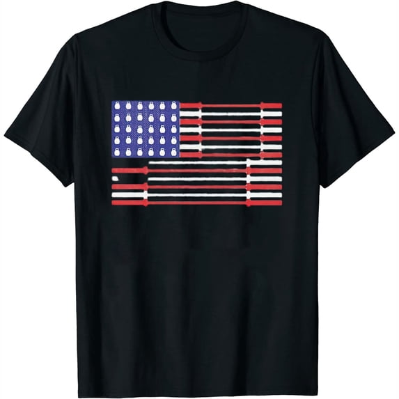 Womens Men'S Dumbbell American Flag Workout Gym Fitness T Shirt Black X-Large